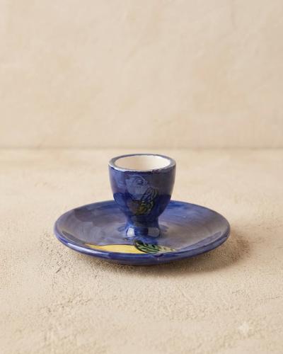 Hand-Painted Ceramic Candlestick Holder