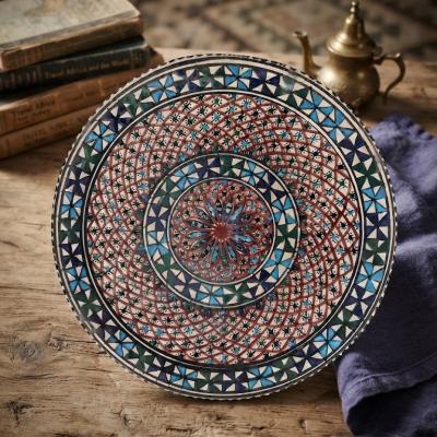Large Hand-Painted Decorative Ceramic Plate