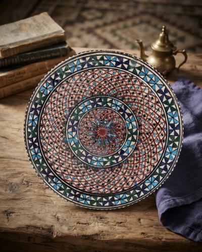 Large Hand-Painted Decorative Ceramic Plate