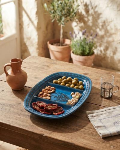 Handcrafted Ceramic Divided Appetizer Serving Dish