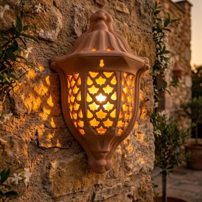 Handcrafted Raw Terracotta Ceramic Wall Lantern Sconce