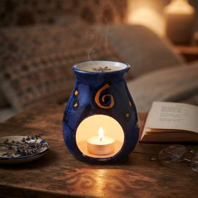 Artisan Blue & Orange Ceramic Oil Burner & Tealight Holder