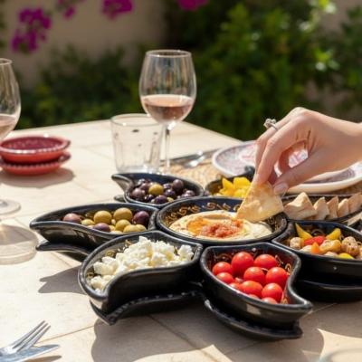 Plateau apéritif artisanal en céramiqu