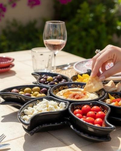 Plateau apéritif artisanal en céramiqu