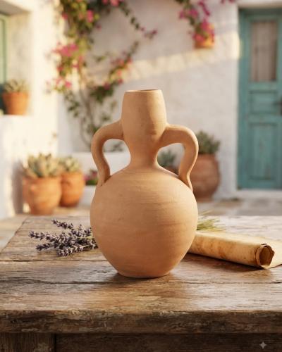 Handcrafted Terracotta Miniature Amphora Vase