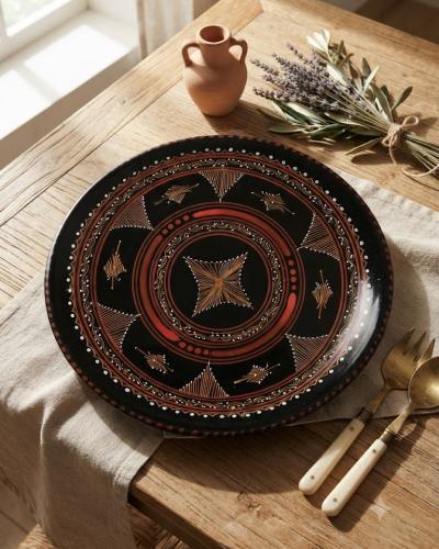 Large Hand-Painted Decorative Ceramic Plate