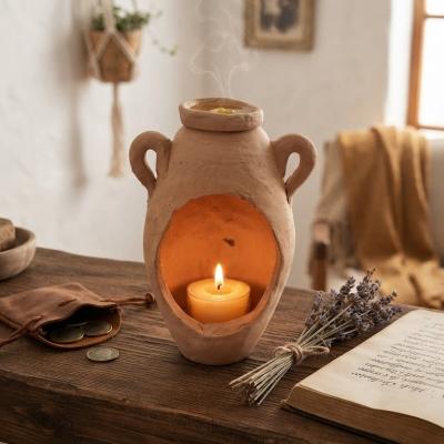 Handcrafted Terracotta Heart Cutout Amphora Oil Burner