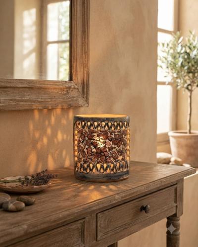 Artisanal Openwork Ceramic Jewelry Holder - Floral Motif
