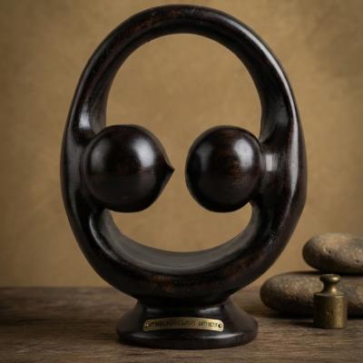 Artisanal Solid Wood Abstract Sculpture - Union & Harmony Motif