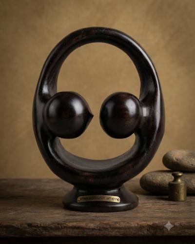 Artisanal Solid Wood Abstract Sculpture - Union & Harmony Motif