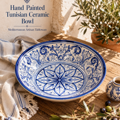Hand Painted Tunisian Ceramic Bowl