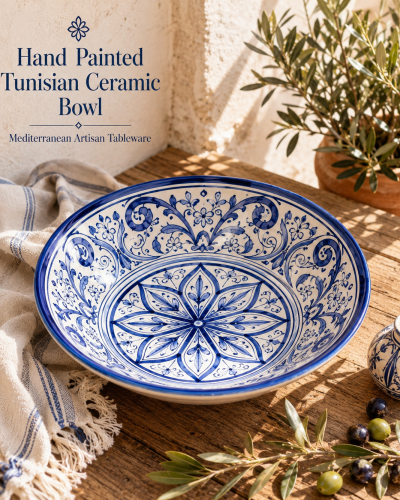 Hand Painted Tunisian Ceramic Bowl