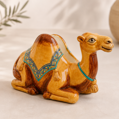 Handmade Tunisian Ceramic Camel Napkin Holder – Decorative Table Napkin Organizer