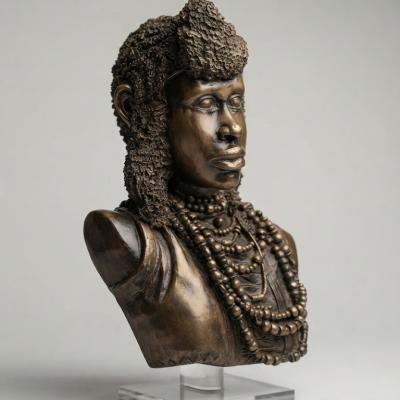 Tribal Heritage Bronze Bust Sculpture