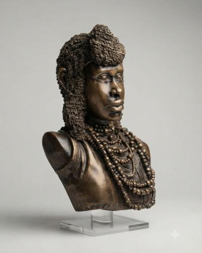 Tribal Heritage Bronze Bust Sculpture