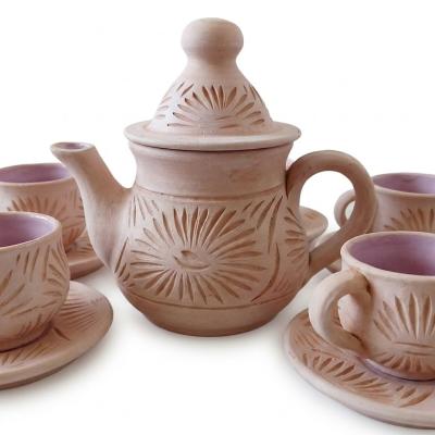 Hand-Carved Terracotta Tea & Coffee Set