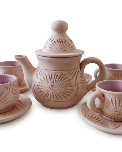 Hand-Carved Terracotta Tea & Coffee Set