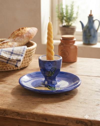 Hand-Painted Ceramic Candlestick Holder