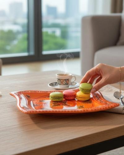 Assiette, décoratif carré