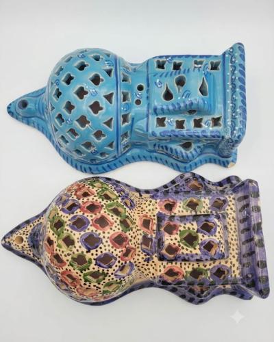 Hand-Painted Multicolored Ceramic Wall Lantern Sconce