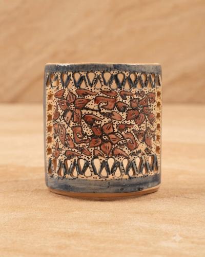 Artisanal Openwork Ceramic Jewelry Holder - Floral Motif