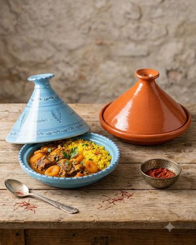 Authentic Moroccan Handmade Ceramic Tajine Set