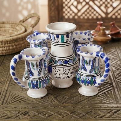 Artisanal Ceramic "Guess the Secret" Pitcher and Cups Set