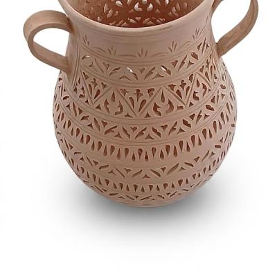 Hand-Carved Openwork Terracotta Lantern Vase