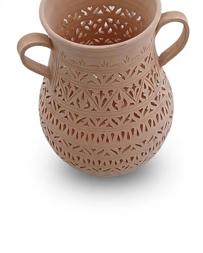 Hand-Carved Openwork Terracotta Lantern Vase
