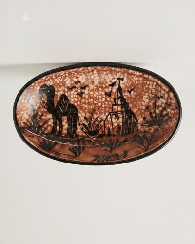Handcrafted Tunisian Ceramic Oval Serving Platter (Individual Piece)