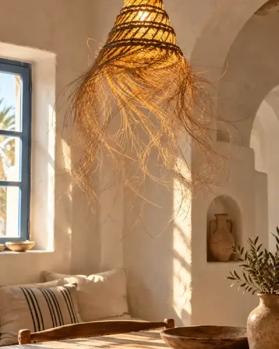 Handwoven Halfa Pendant Light, Small
