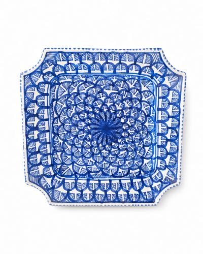Hand-Painted Blue & White Square Ceramic Plate – Moroccan Style