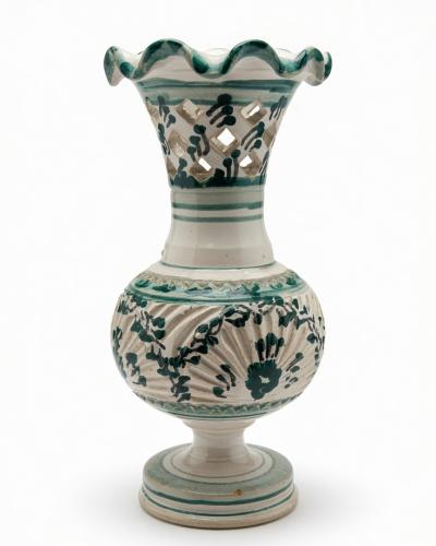 Hand-Painted Vintage Ceramic Cutout Vase