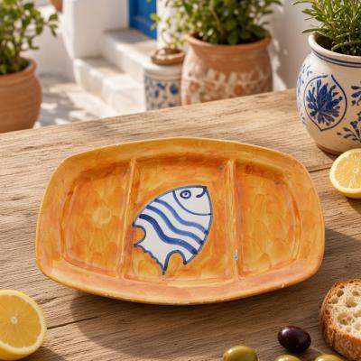 Orange Fish Motif Divided Serving Dish