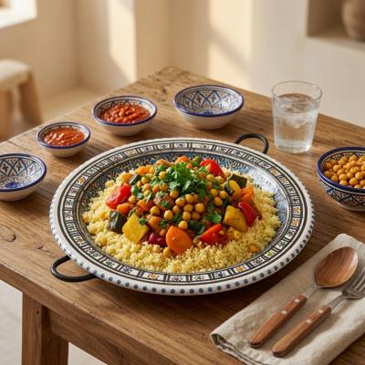 Large Hand-Painted Ceramic Serving Tibsi (Platter)