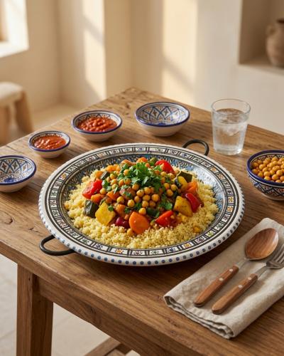 Large Hand-Painted Ceramic Serving Tibsi (Platter)
