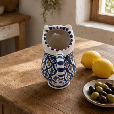 Mediterranean Fish Motif Ceramic Pitcher