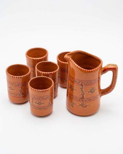 Moroccan Terracotta Juice Set - Pitcher & 5 Cups