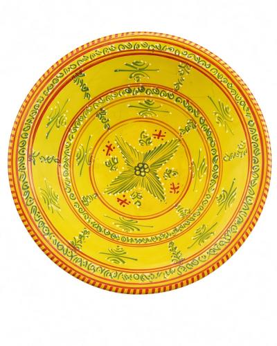 Hand-Painted Moroccan Yellow Ceramic Deep Plate