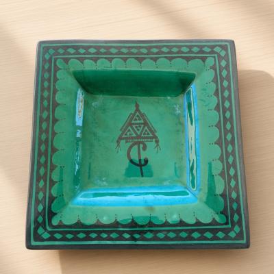 Green Geometric Ceramic Serving Dish