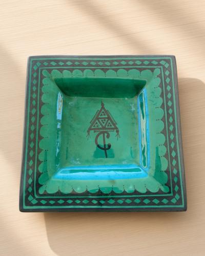 Green Geometric Ceramic Serving Dish