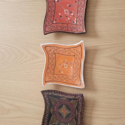 Set of 3 Hand-Painted Artisan Ceramic Decorative Dishes – Traditional Patterns
