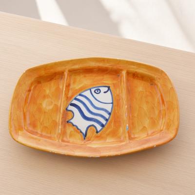 Orange Fish Motif Divided Serving Dish