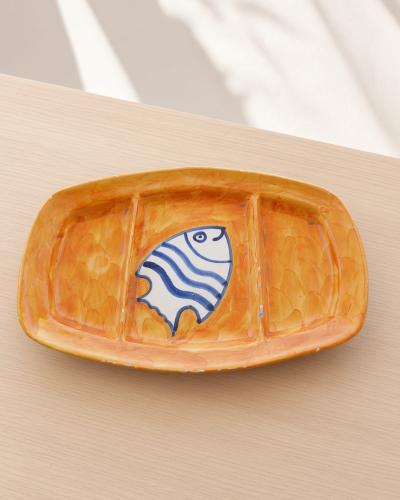 Orange Fish Motif Divided Serving Dish