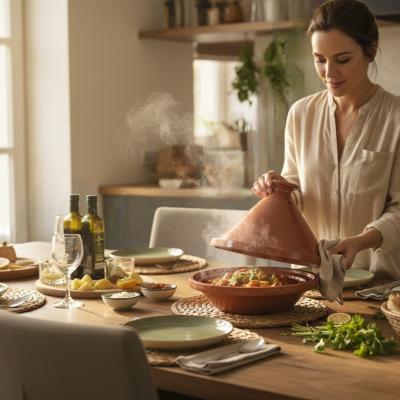 tajine de cuisson traditionnel en terre cuite