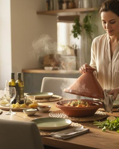 tajine de cuisson traditionnel en terre cuite