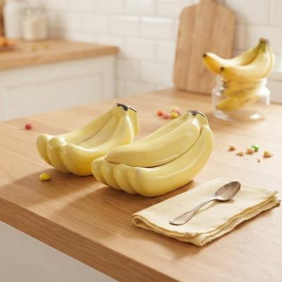 Boîte à petits objets et bonbonnière en céramique en forme de banane