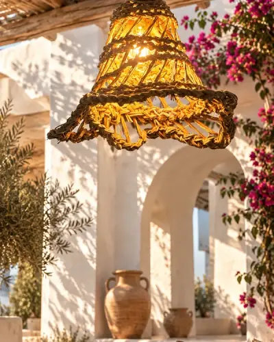 Small Handwoven Halfa Pendant Light