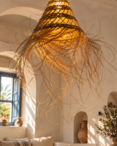 Handwoven Tunisian Halfa Pendant Light
